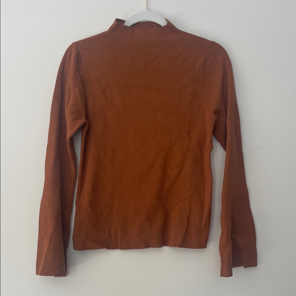 Maeve by Anthropologie Rust Mockneck w Bell Sleeves